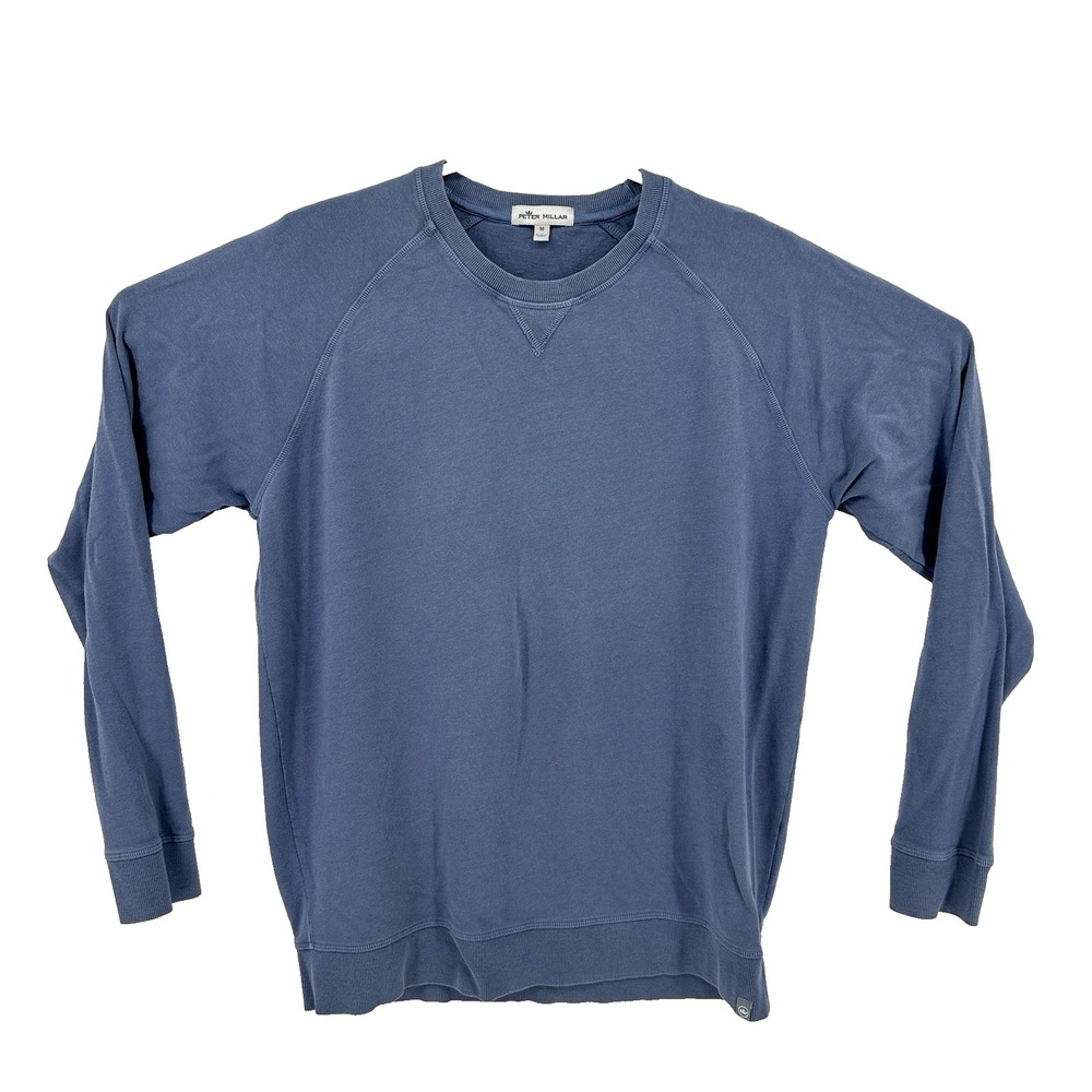 Peter Millar Men's Size M Lava Wash Crew Neck Sweatshirt Stretch Blue